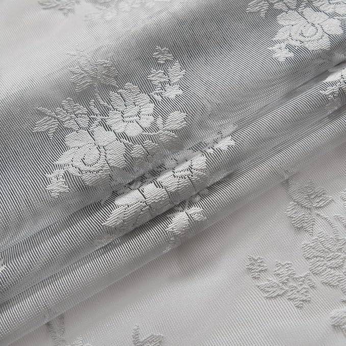 Kotile Grey Pattern Sheer Curtains 63 Inch Long, Country Rustic Floral Embroidered Grey Lace Curtains for Bedroom, Rod Pocket Privacy Vintage Scalloped Lace Curtain 2 Panels, 52 x 63 Inch