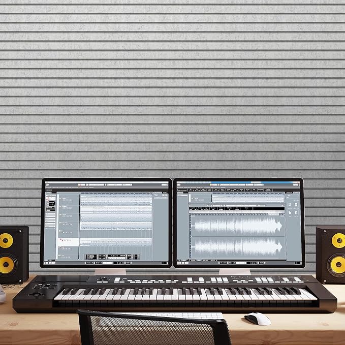 TONOR Dual-Layer Thickened Acoustic Wall Panels Self Adhesive, 12 Pack 47.2"x23.6"x0.72" High Density Large Sound Proof Panels for Walls, Peel and Stick Wall Panels for Interior Wall Décor, Grau