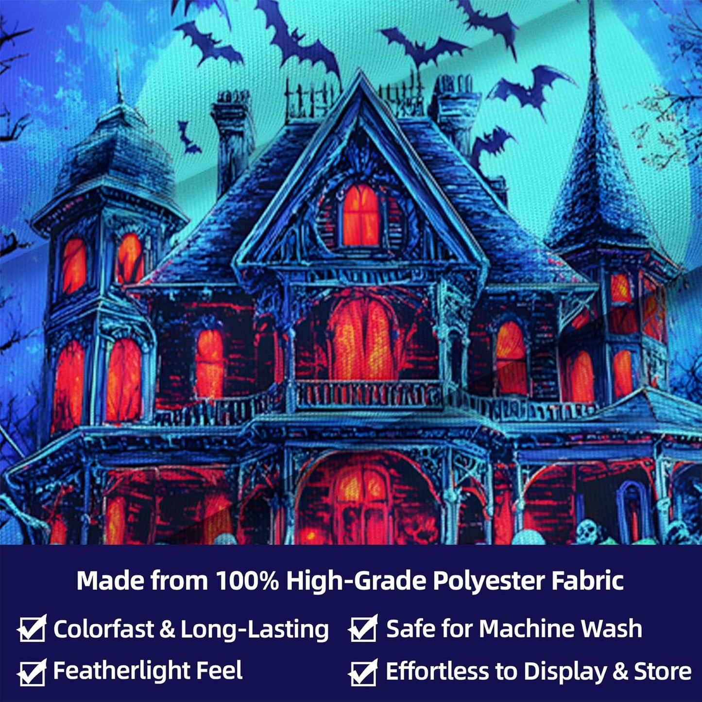 Halloween Tapestry, Blacklight Tapestry for Halloween Party Decor Hanging Tapestries Backdrop Wall Art Poster for Bedroom Dorm 79x59in