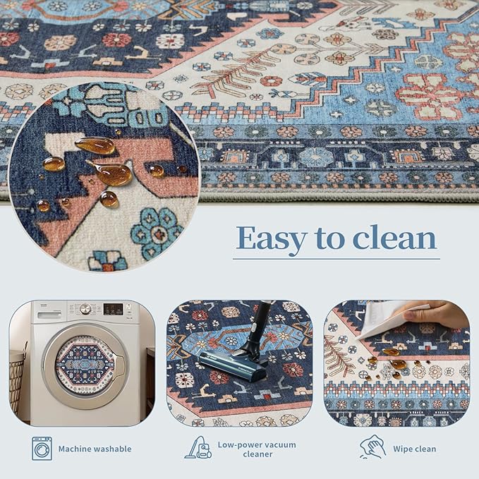 Ciicool Small Area Rug, 2x3ft Boho Rug, Ultra Soft Entry Rugs for Entryway, Non-Slip Washable Oriental Low-Pile Indoor Mat Floor Carpet for Entrance Bedroom Kitchen Bathroom Foyer Decor