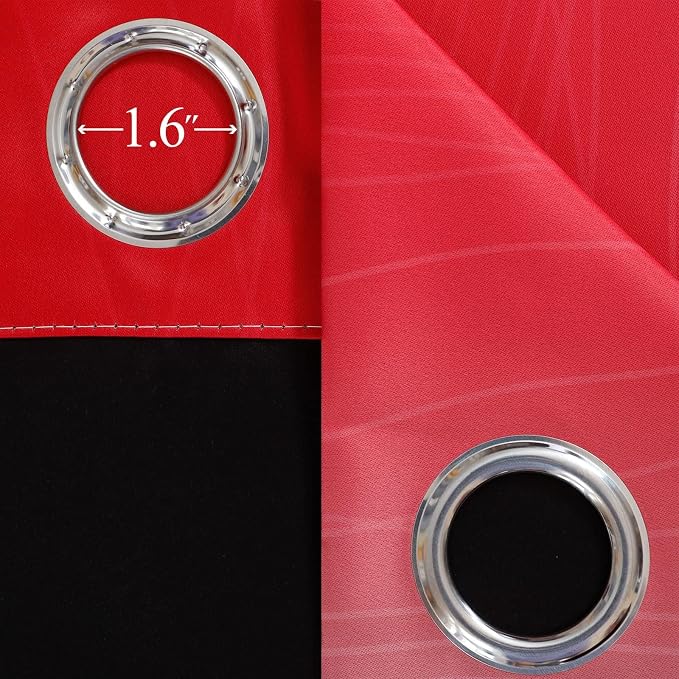 Black and Red 100% Blackout Curtains 84 Inches Long, Ombre Blackout Drapes for Bedroom, Full Light Blocking Thermal Insulated Gradient Grommet Curtain Drapes for Living Room, 52x84 Inch, 2 Panels