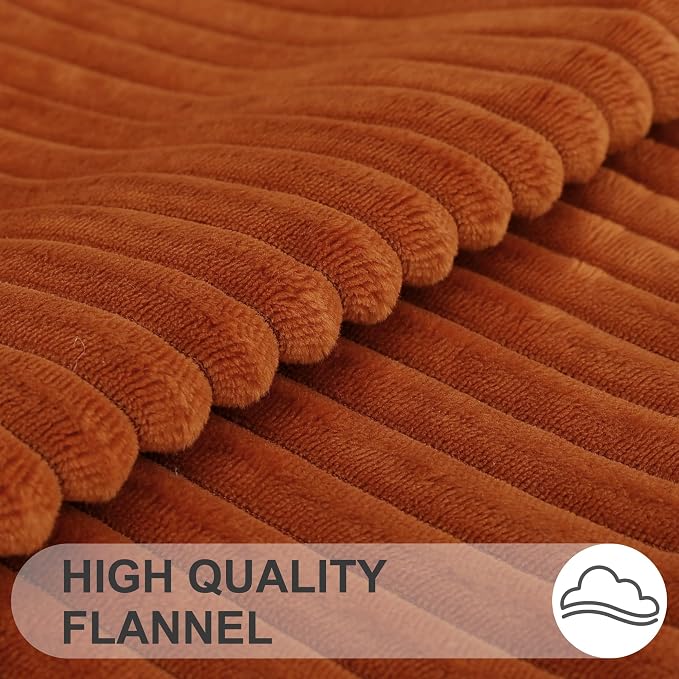 Simmore Decorative Fall Throw Pillow Covers 22x22 Set of 2, Soft Natural Plush Flannel Double-Sided Fluffy Couch Euro Sham Pillow Covers for Sofa Living Room, Rust