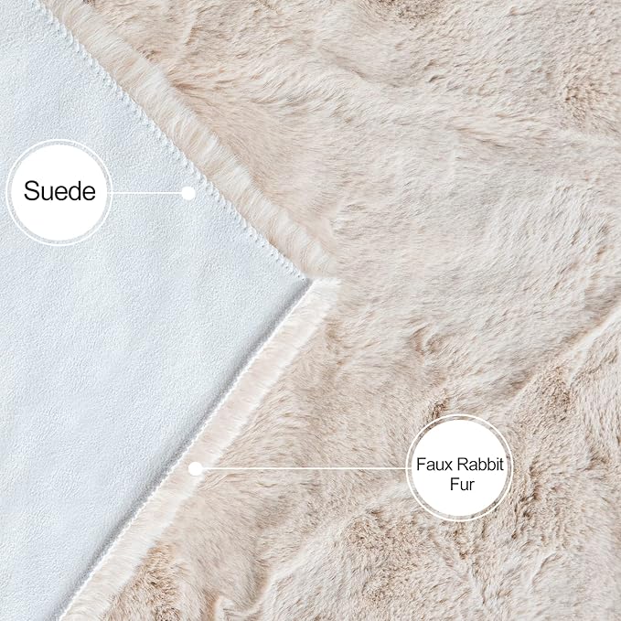 ORINOVA Light Brown Beige Fluffy Faux Fur Rugs for Bedroom Washable Furry Rug for Living Room Indoor Sheepskin Area Rugs 4x6 Nursery Rug