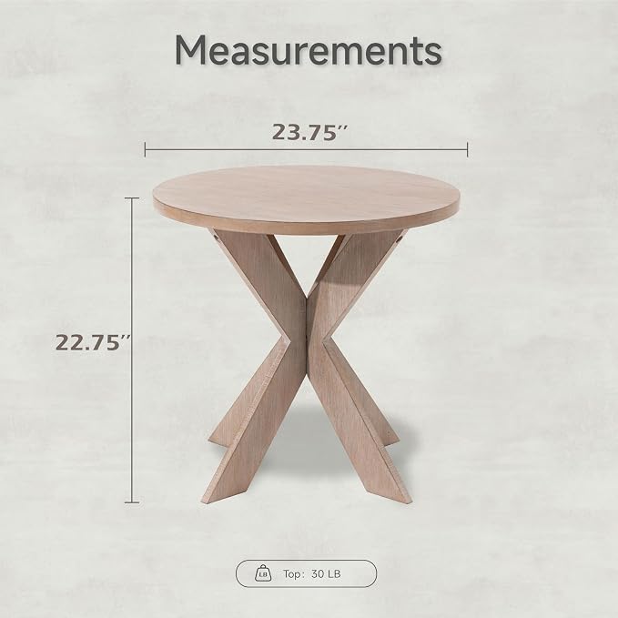 COZAYH Set of 2 Farmhouse Cross Leg end Table, French Country Accent Side Table for Family, Dinning or Living Room, Small Spaces, Modern, Round, Vintage Grey Finish. (2 Pack)