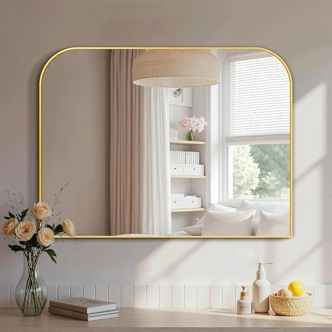Bathroom Vanity Mirror,30" x 40" Gold Metal Framed Wall Mirror for Over Sink, Living Room, Bedroom,Entryway Decor