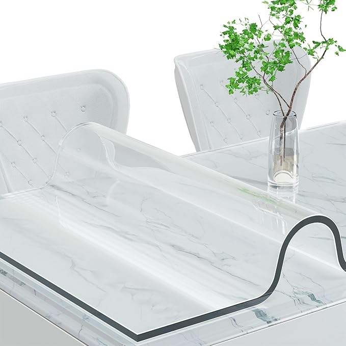 ETECHMART Clear Plastic Table Cover Protector,Thick Waterproof Transparent Table Protector for Dining Table, Non-Slip Heat Resistant Clear Desk Mat for Kitchen 1.5mm Clear 40" x 80" (Rectangular)