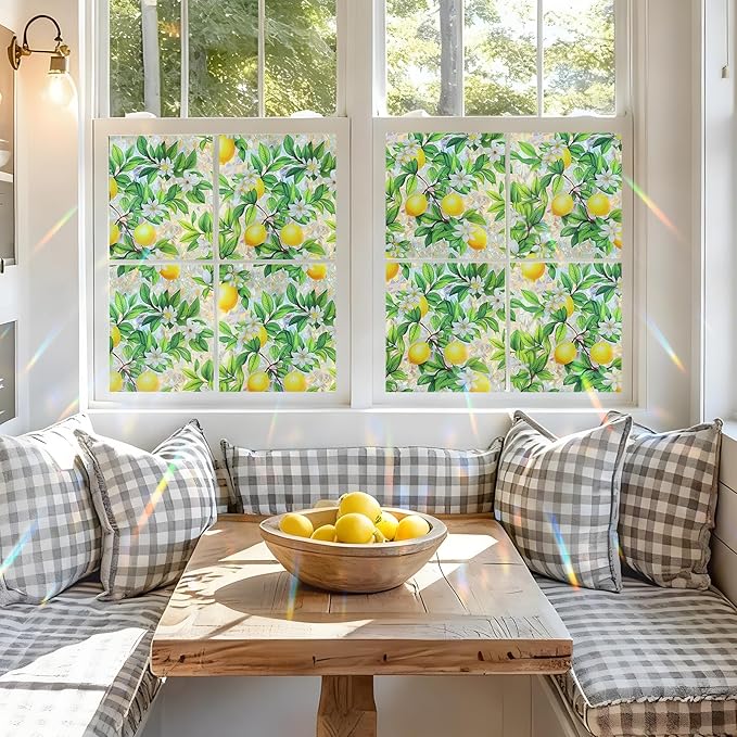 SOMWISE Rainbow Window Privacy Film,Heat Control,UV Blocking,Anti-Glare,Day & Night Privacy Protection & Decoration for Home, Bathroom,Glass Door,Static Cling,Renter-Friendly with Installation Tools