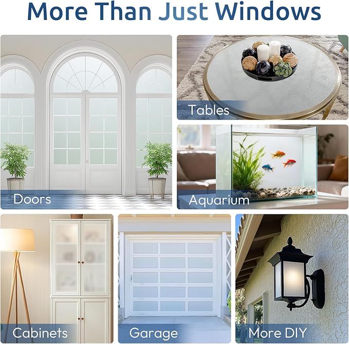 rabbitgoo Window Privacy Film for Glass Windows with Kit Decorative Clings UV Blocking Heat Control Static Cling Removable Bathroom Bedroom Door Home Coverings Pure, 23.6 x 118.1 inches
