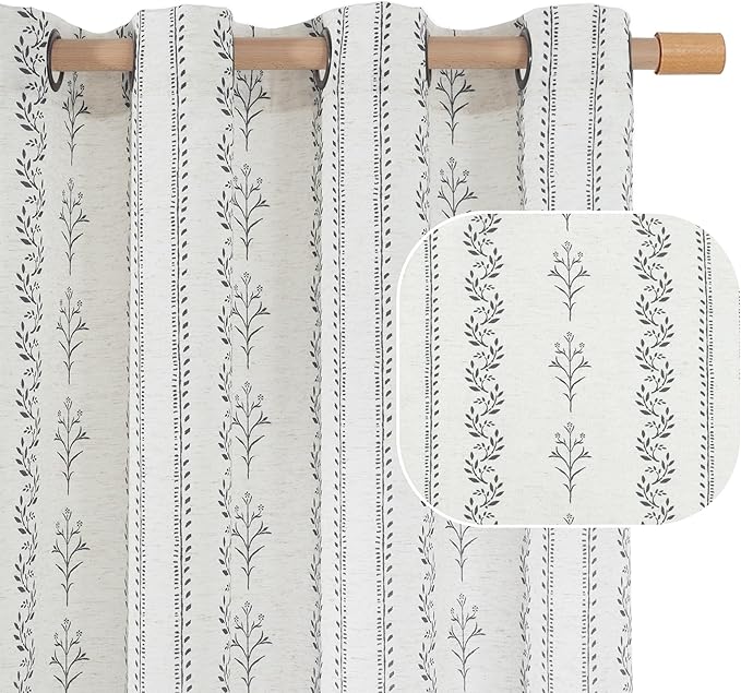 BGment Boho Curtains for Bedroom - Bohemain Grey Semi Sheer Curtains 72 Inch Length Light Filtering Grommet Window Drapes for Farmhouse Living Room, Each 52 Inch Wide, 2 Panels Set
