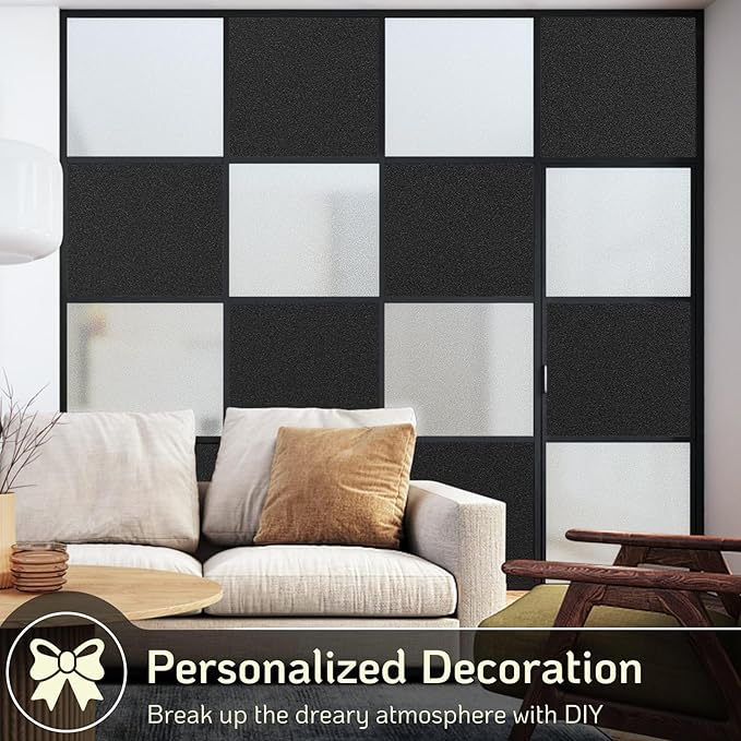 LUTE Blackout Window Film, Sun Light Blocking Frosted Privacy Cling for Glass, Darkening Window Tint for Day Sleep Black Out Shades, UV Blocking Static Cling Blackout Cover， 23.6" x 157.4"