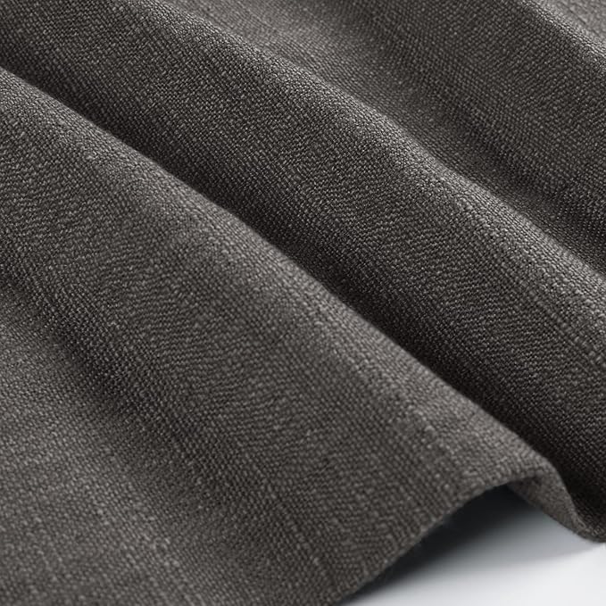 TWOPAGES 26" W x 24" L Linen Blend Cafe Curtains for Kitchen Window, Light Filtering Pinch Pleated Tier Curtains, Modern Farmhouse Half Window Curtains for Bathroom, Chocolate Tart, 2 Panels
