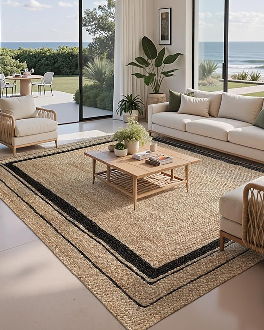 LUMI 6x9 Jute Area Rug for Living Room, Natural Handwoven Rugs Non Slip, Farmhouse Braided Carpets No Shedding for High Traffic, Dining Room, Indoor, Outdoor, Patio