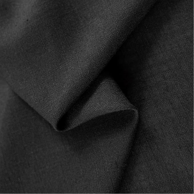 TERLYTEX Black Ruffled Curtains 84 Inches Long 2 Panels, 58 x 84 Inch, Linen Textured Black Ruffle Curtains for Living Room Rod Pocket Privacy Light Filtering Farmhouse Semi Sheer Flowy Window Drapes