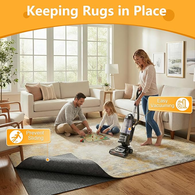 5x7 Non Slip Rug Pad Gripper, 1/8" Thick Cushioned Carpet Pads for Hardwood Floors, Felt and Silicone Backing, Under Area Rugs Anti Skid Mat Keep Rugs in Place