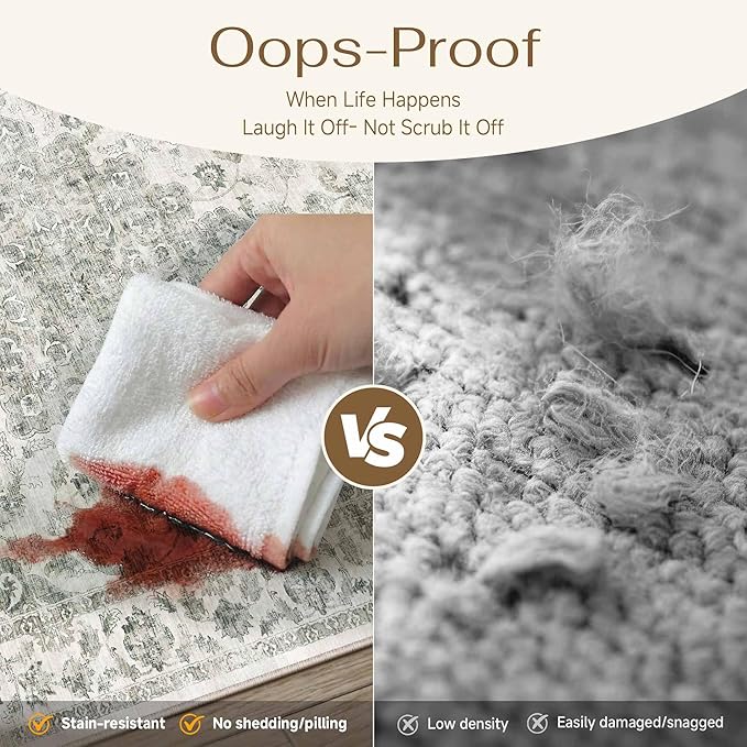 2x3 Washable Neutral Area Rug Green Vintage Entryway Kitchen Carpet Non-Slip Soft Low Pile Farmhouse Indoor Small Throw Rug for Bedroom Bathroom Entrance