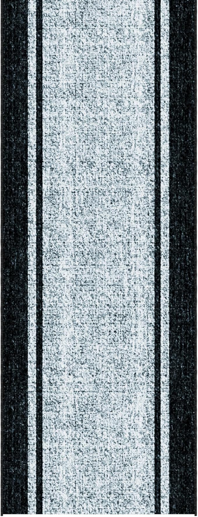 Ottomanson Hallway Runner Rug 2'7" x 14' – Soft Non-Slip Rug, Low Pile Carpet for Entryway, Kitchen & Long Hallways in Apartments and Homes, Border Gray