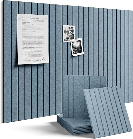 Fluxynara Large Felt Bulletin Board 36" x 24" Cork Board Alternative-6 Pack with 32 Safe Removable Adhesive Tabs, Cork Boards for Walls Cork Board for Home Office Classroom Pin Board-Dusty Blue