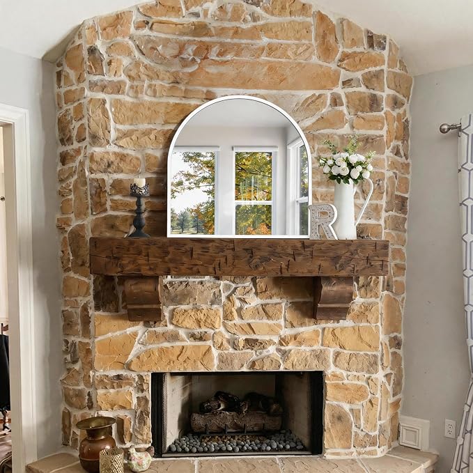 CIRCUMI Arched Wall Mirror, 30"x30" White Arched Mirror with Tempered Glass, Metal Frame, Large Size for Entryway Table, Mantel,Living Room,Over Sink,Arch Mirror for Decor,Shatterproof&Crystal-Clear