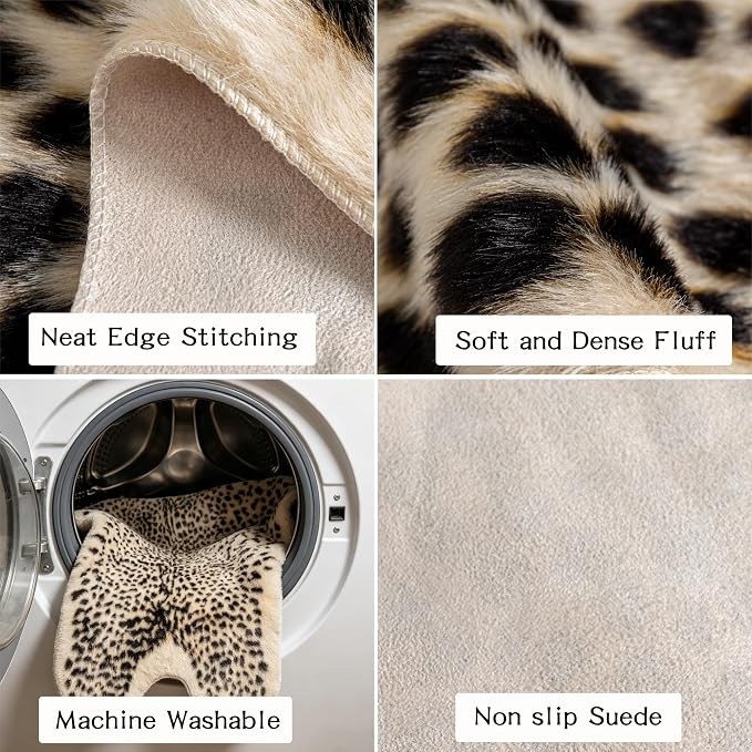 Oversized Cheetah Print Rug, Leopard Area Rug 6.2x8.2 Feet Faux Animal Print Skin Cheetah Rug for Living Room Bedroom Home Office Animal Fur Hide Mats Multicolor
