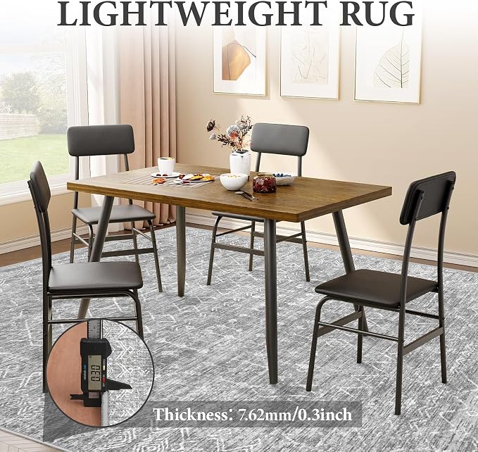 Area Rug Living Room Rugs 8x10 - Large Soft Boho Geometric Rug, Non-Slip Foldable Washable Rugs Non Shedding Morden Indoor Floor Carpet for Living Bedroom Office Dining Room (Moroccan Grey, 8'x10')