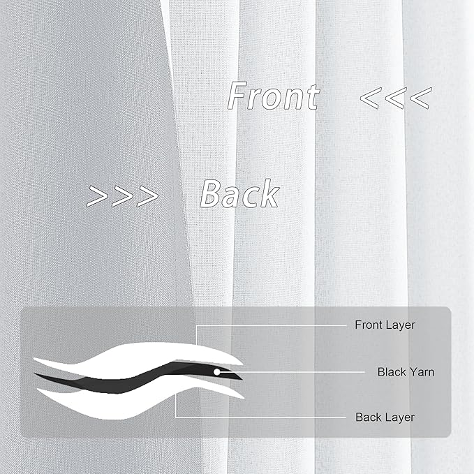 DUALIFE 100% Linen Blackout Curtains for Ceiling Track System Back Tab, Loop Pocket Curtains 84 Inch Wide Pinch Pleated Drapes for Patio Sliding Glass Door, Greyish White,W84x L96, 2 Panels