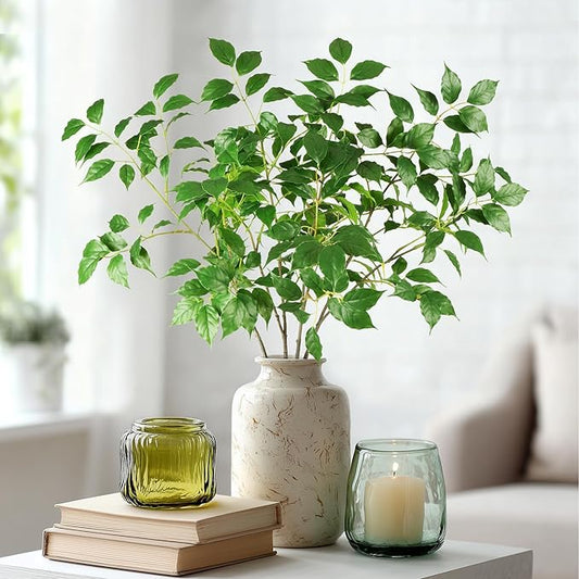 Fake Plants 4 PCS 31.5In Faux Eucalyptus Stems Artificial Greenery Stems Artificial Branches for Vase Faux Branches for Vase Fake Green Plants Suitable for DIY Home Office Dining Room Decor