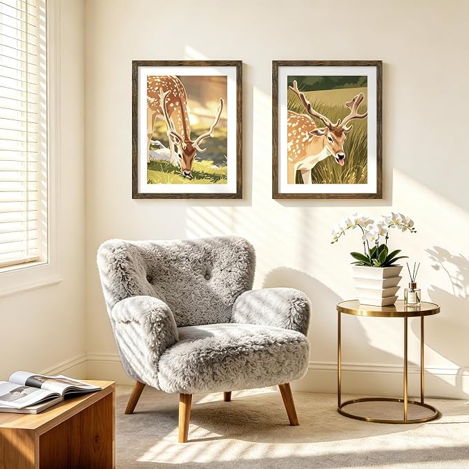 Picrit 14x18 Picture Frame 3 Pack, Wooden Brown Rustic Poster Frame, Display Poster 12 x 16 with Mat or 14 x 18 without Mat for Horizontal or Vertical Wall Mounting