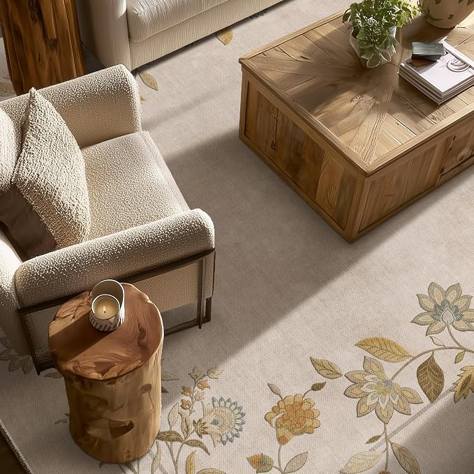 9x12 Area Rug for Living Room: Washable Rugs Stain Resistant Non Slip Low Pile Ultra Soft Faux Wool Lightweight Large Rugs for Bedroom Dining Room Under Table Rug Nursery Farmhouse Home Office Indoor