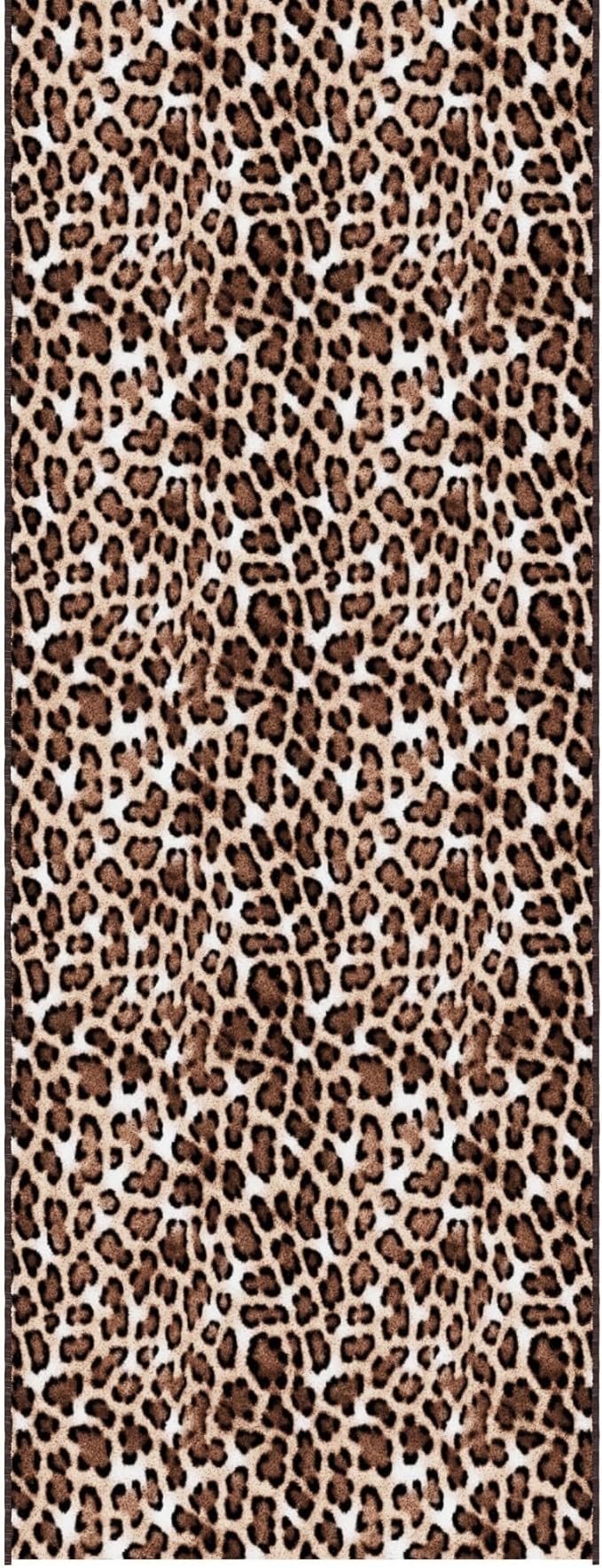 Ottomanson Aisle Runner Rug 2'7" x 18' – Soft Non-Slip Rug, Low Pile Carpet for Hallways, Events, Churches & Extra-Long Indoor Spaces, Leopard Print Brown