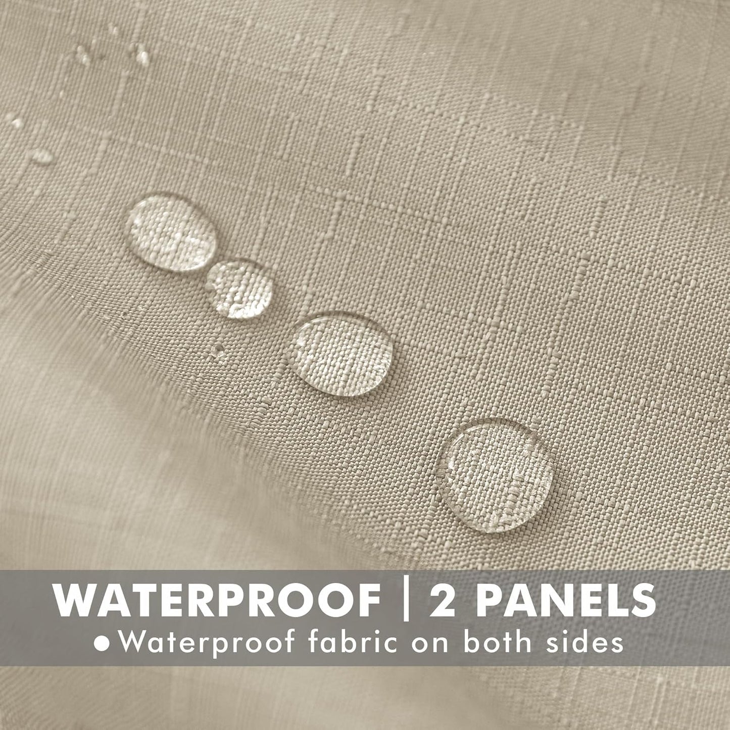 HolidayIdeas 4 Panels Linen Outdoor Curtains for Patio Waterproof Cream Outside Curtains 110"x95"-Indoor/Outdoor Gazebo Wide Curtains Weatherproof, Privacy for Pergola, Porch, Cabana, Livingroom