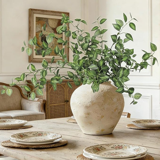 6PCS 32.7inch Long Artificial Stems Faux Greenery for Vase Faux Foliage Leaves Fake Plants Branches for Vase Eucalyptus Leaves for Indoor Home Decor Farmhouse Aesthetic (Green)
