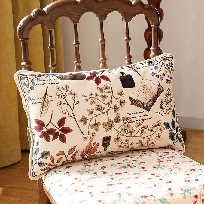 ISAENNE Designer Vintage Velvet Throw Pillow Cover,20"x12"-Xipeia | Pillow Cover,Concealed Zipper Design,Dragonfly Pattern,Sofas,Bedroom,Living Room,Lounge Chairs,All Season Home Decor