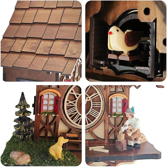 Cuckoo Clock | Black Forest Style Wall Decor | Gift Box | Retro Cuckoo Clock, 12 Melodies, Volume Control, Night Mode, Wooden Home Decor, Gift Package, 8.75 X 23 inch