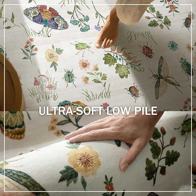 Machine Washable Kitchen Runner Rugs: 2'x10' Hallway Runner Stain Resistant Non Slip Low Pile Soft Indoor Carpet Runners for Hallways Entryway Kitchen Living Room Bedroom Bathroom Farmhouse