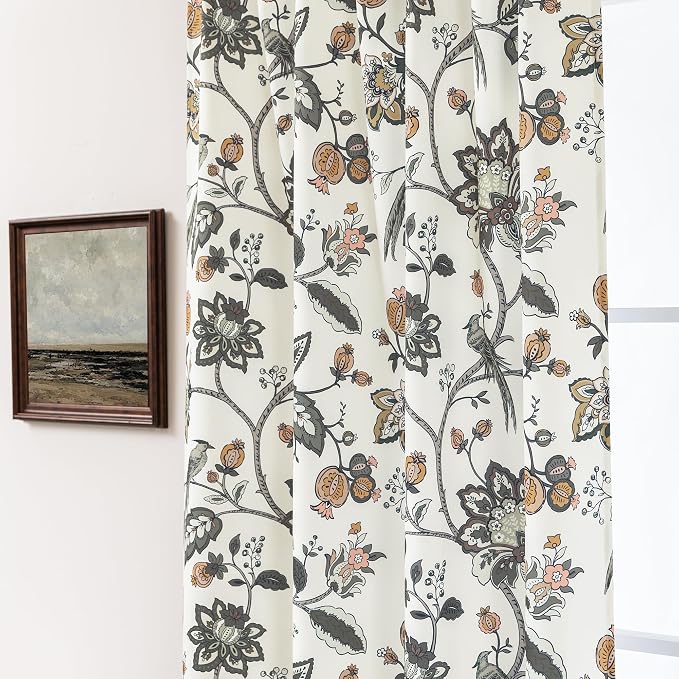 Dark Sage Olive Green and Chocolate Brown Curtains for Cabin Living Room 63 Inch Length,Floral Semi Blackout Cortinas para Sala Modernas 2025 Elegantes