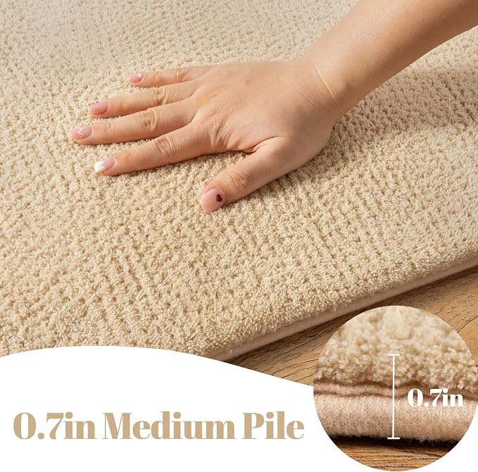 qulint 6x9 Tan Rug for Living Room, Soft Washable Bedroom Rug Modern Large Carpet with Thickened Memory-Foam, Neutral Solid Non Slip Carpet for Kid Room Dorm Playroom Home Decor