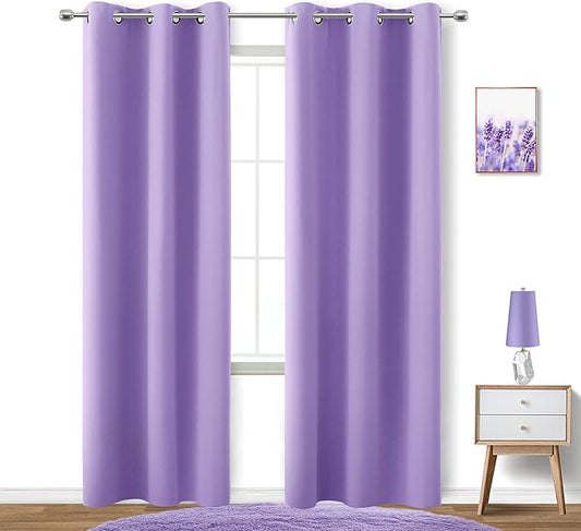 KOUFALL Lilac Purple Curtains 84 Inch Length for Girls Bedroom,2 Panels Set Room Darkening Blackout Kids Curtains for Toddler Princess,Violet Lavender