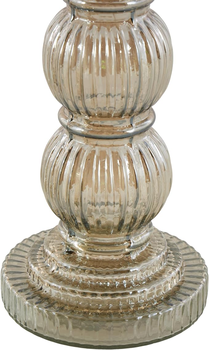 Deco 79 Glass Handmade Decorative Candle Holder Turned Style Pillar Candle Stand, Set of 3 Candlestick Holder 6", 9", 12"H, Gray