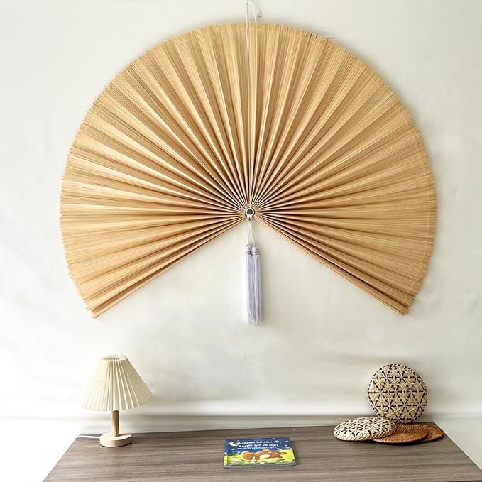 ChumDecor Fan Wall Decor, Japanese Chinese Wall Fans Decor, Boho Hanging Headboard, Decorative Folding Fan for Over Bed Decorations