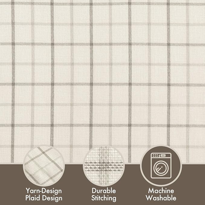 Madison Park Anaheim Cabin Plaid Curtain Window, Thermal Insulated Fleece Lining, Living Room Decor Room Darkening Drape for Bedroom, 1-Single Panel, 50x84, Rod Pocket & Back Tab, Natural (Pack of 4)