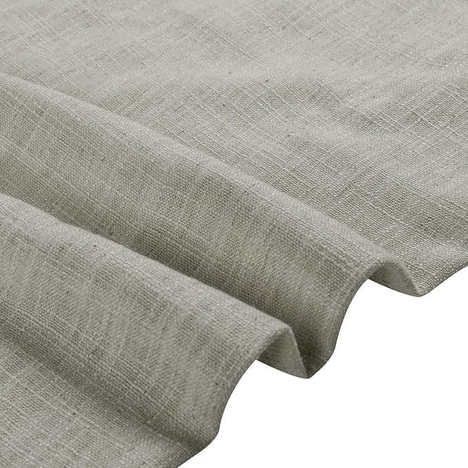 TWOPAGES 26" W x 45" L Linen Blend Cafe Curtains for Kitchen Window, Light Filtering Pinch Pleated Tier Curtains, Modern Farmhouse Half Window Curtains for Small Window, Grey, 2 Panels