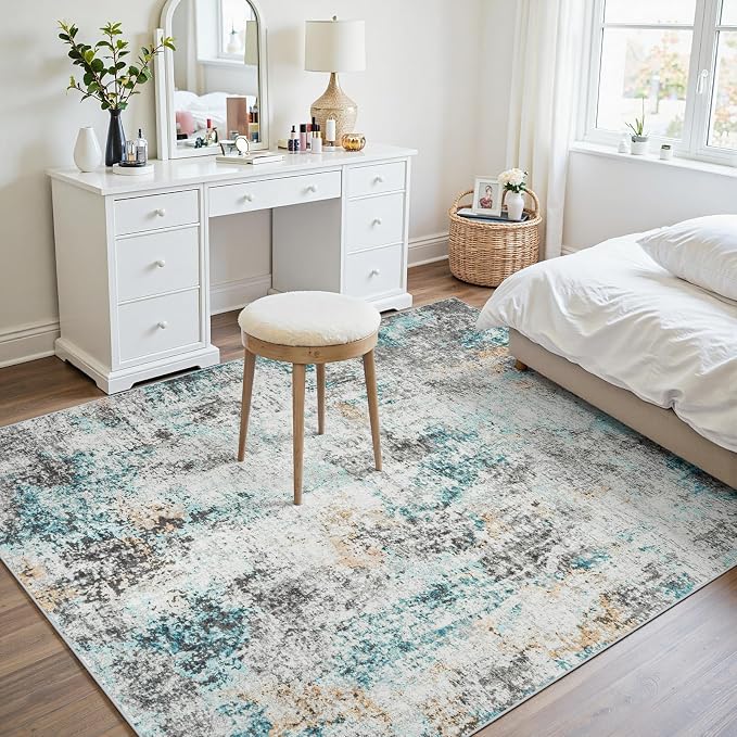 Area Rugs 5x7 Living Room: Large Soft Washable Rug Modern Abstract Anti-Skid Non-Shedding Carpet Indoor Floor Thin Carpets for Bedroom Dining Room Farmhouse Nursery Home Office Multi