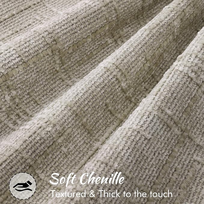 decorUhome Chenille Throw Pillow Covers 18x18 Set of 2, Soft Textured Slubby Modern Decorative Pillow Covers with Elegant Design for Couch, Sofa, Living Room, Light Brown