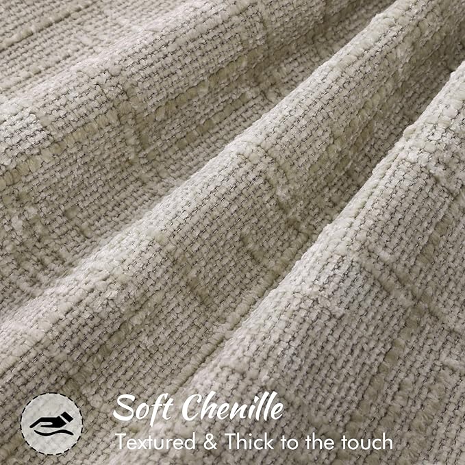 decorUhome Chenille Throw Pillow Covers 22x22 Set of 2, Soft Textured Slubby Modern Decorative Pillow Covers with Elegant Design for Couch, Sofa, Living Room, Light Brown
