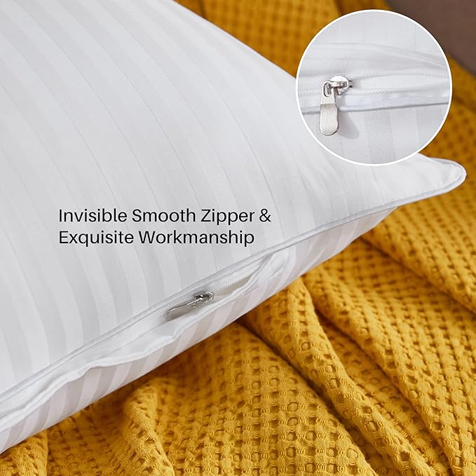 Oubonun 22 x 22 Throw Pillow Inserts, Firm and Fluffy Decorative Square Pillows for Couch Bed Sofa with Soft Cotton Cover White Cushion with Down Alternative Pack of 2