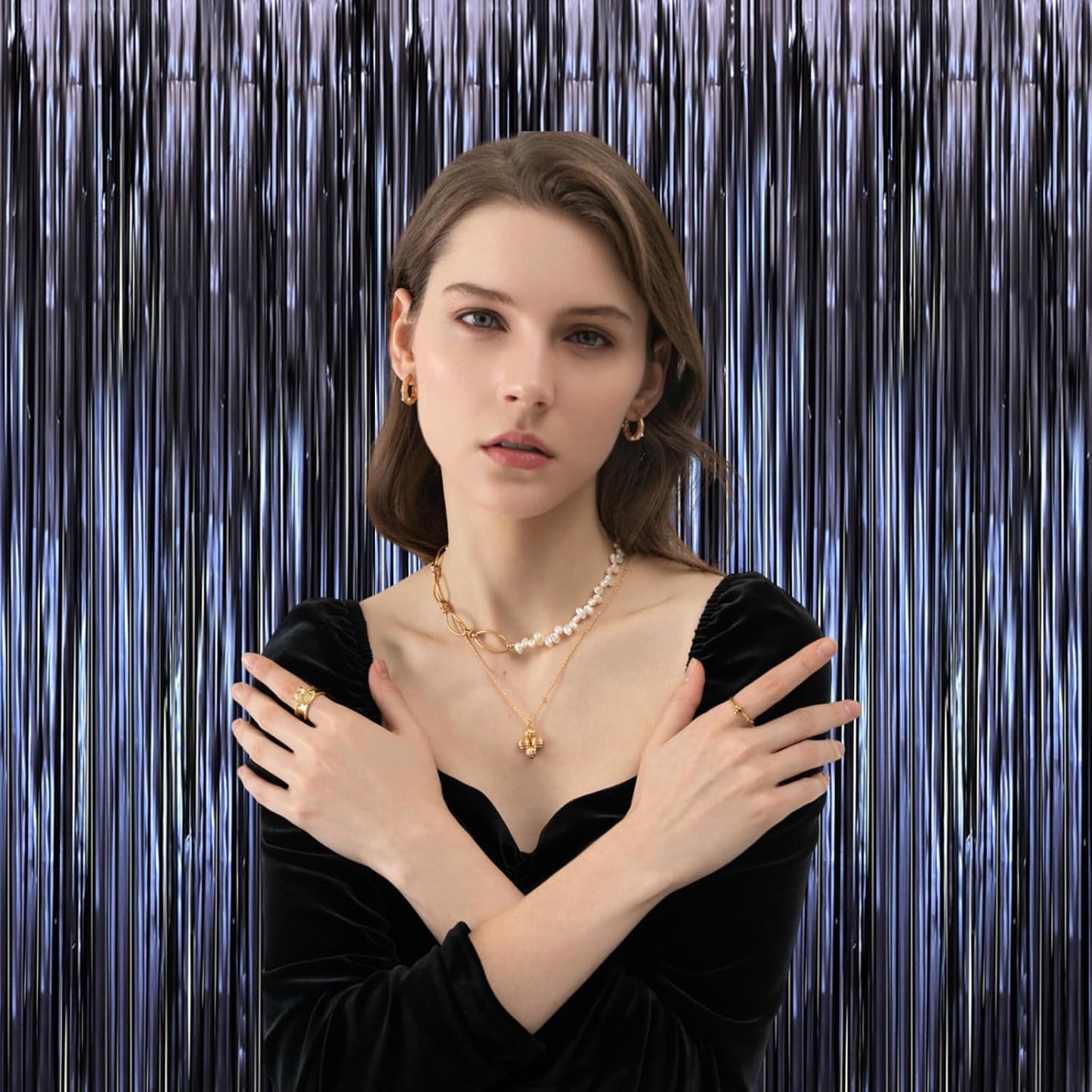 3 Pack 3.3 x 8.2 ft Matte Blue Foil Fringe Curtains, Dark Blue Tinsel Streamers Batman Party Decorations, Fringe Backdrop, Door Shimmer for Graduation, Birthday Backdrop for Men or Boy