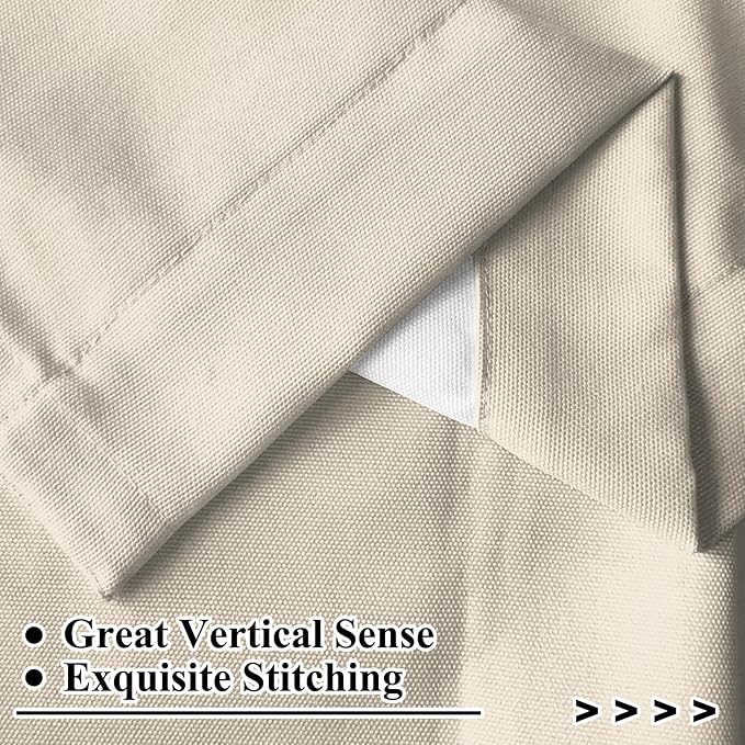 Renaiss 42 x 96 Inch Cream Nursery Bedroom Window Curtains Girls Baby Room Thermal Insulated Noise Reduction Light Filtering Curtains Linen Texture Rod Pocket Back Tab Spring Window Drape 2 Panels