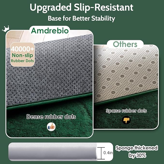 Amdrebio Dark Green Area Rugs for Bedroom Aesthetic, Fluffy Rug for Living Room, Soft Bedside Rugs 4x6 for Kids Room, Teen, Women, Shaggy Throw Carpet for Dorm Classroom Office Nursery, Emerald Green