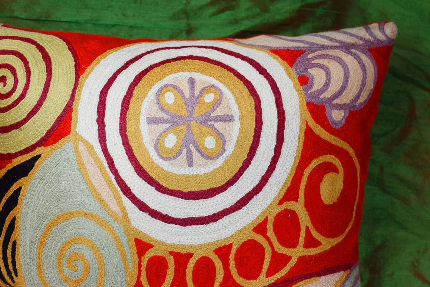 Hilma Al Klint Red Pillow Cover Modern Red Pillowcase Abstract Chair Cushion Accent Throw Pillowsham Mid Century Chair Cushions Hand Embroidered Wool Size 18x18
