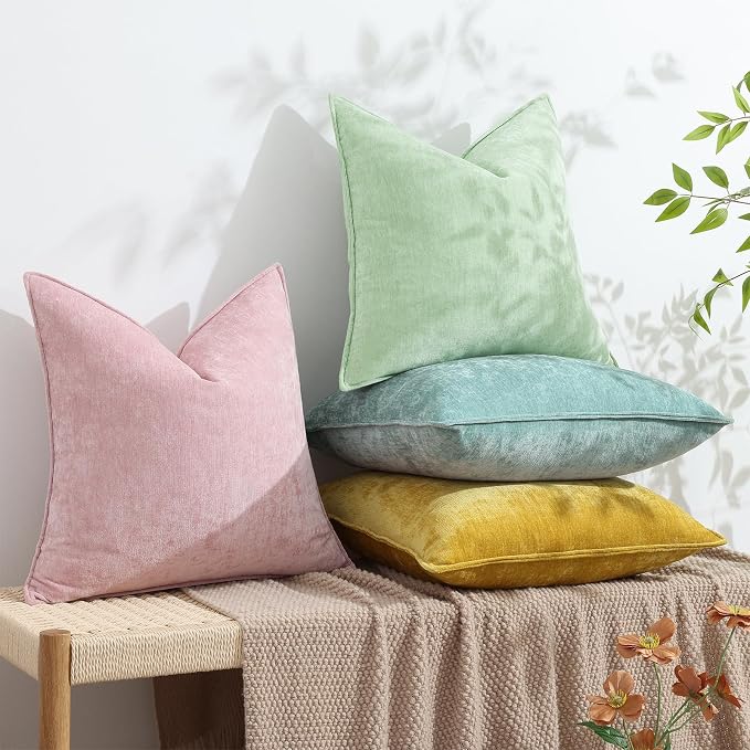 decorUhome Fall Couch Throw Pillow Covers 12x20 Set of 2, Decorative Soft Velvet Modern Cozy Chenille Lumbar Pillow Cases with Elegant Design for Sofa Bed Living Room Home Decor, Aqua Haze